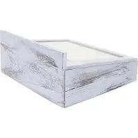 MCW Opbergdoos -C25, theedoos sieradendoos, paulownia 17x37x33cm ~ wit, shabby