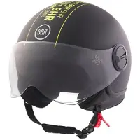 BHR 835 - Vespa helm - zwart stripe - maat S - mat zwarte jethelm - scooter en motorhelm