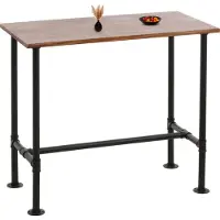 MCW Bartafel -N21, countertafel bistrotafel, voetsteun industrieel metaal massief hout grenen 108x120x61cm ~ bruin