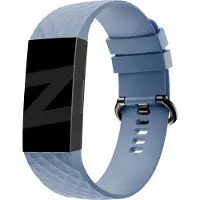 Bandz siliconen band 'Classic' geschikt voor Fitbit Charge 3 / Charge 4 - Hoogwaardig siliconen materiaal bandje - Ideaal voor dagelijks gebruik - grijsblauw siliconen bandje - maat S