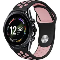 Strap-it Siliconen sport bandje - geschikt voor Fossil Gen 6 44mm / Gen 5 / Gen 5e 44mm - zwart/roze