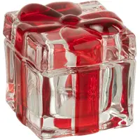 Jline Voorraadpot/theelichthouder geschenkendoos glas rood