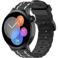 Strap-it Siliconen sport gesp bandje - geschikt voor Huawei Watch GT 2 42mm / GT 3 42mm / GT 3 Pro 43mm - zwart/wit