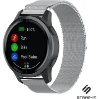 Strap-it Smartwatch bandje Milanees - geschikt voor Garmin vivoactive 4 45mm / Garmin Venu 2 - zilver