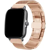 Strap-it Luxe metalen Milanese band geschikt voor Xiaomi Amazfit GTS 1-2-3-4 - Mini / Bip / Bip S / Bip Lite / Bip U Pro / Amazfit GTR 42mm - rosé goud