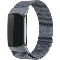 Strap-it Luxe Milanese band - geschikt voor Fitbit Charge 6 - RVS Milanees bandje voor Charge 6 activity tracker (space grey grijs)