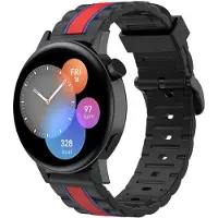 Strap-it Siliconen Special Edition bandje - geschikt voor Huawei Watch GT 2 42mm / GT 3 42mm / GT 3 Pro 43mm - zwart/rood/blauw