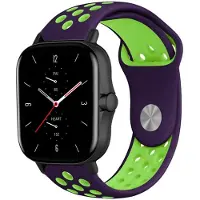 Strap-it Sport siliconen bandje - geschikt voor Xiaomi Amazfit Bip / Bip S / Bip Lite / Bip U Pro / Bip 3 / GTS 1-2-3-4 - MIni / Amazfit GTR 42mm - paars/groen