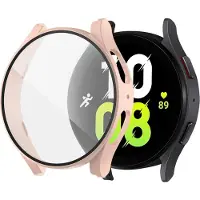 Strap-it Hard case bescherming - Stevig PC hoesje met glasplaat geschikt voor Samsung Galaxy Watch 5 44mm - roze