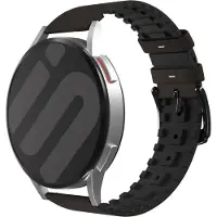 Strap-it Leren / siliconen bandje - geschikt voor Huawei Watch GT 2 Pro / GT 2 46mm / GT 3 46mm / GT 3 Pro 46mm / GT 4 46mm / GT 5 & 5 Pro (46mm) / GT Runner / Watch 3 / 3 Pro - bruin