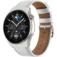Strap-it Smartwatch bandje leer - geschikt voor Huawei GT / GT 2 / GT 3 / GT 3 Pro / GT 4 46mm / GT 5 & 5 Pro (46mm) / GT 2 Pro / GT Runner / Watch 3 (Pro) / Watch 4 (Pro) / Watch Ultimate - wit