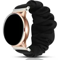 Strap-it Scrunchie bandje - geschikt voor Samsung Galaxy Watch Active / Active2 40 & 44mm / Galaxy Watch 1 42mm / Galaxy Watch 3 41mm / Gear Sport - zwart