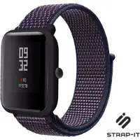 Strap-it Nylon bandje geschikt voor Xiaomi Amazfit Bip / GTS / GTS 2 / GTS 3 / GTS 4 - Mini / Bip Lite / Bip U / Bip U Pro - Paars / Blauw