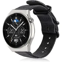 Strap-it Nylon gesp bandje - geschikt voor Huawei Watch GT 1 / GT 2 / GT 3 / GT 3 Pro / GT 4 46mm / GT 5 & 5 Pro (46mm) / GT 2 Pro / GT Runner / Watch 3 (Pro) / Watch 4 (Pro) / Watch Ultimate - zwart