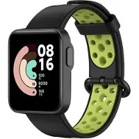 Strap-it Siliconen Smartwatch bandje - Geschikt voor Xiaomi Mi Watch Lite sport bandje - zwart/groen - Horlogeband / Polsband / Armband