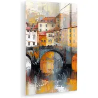 MuchoWow Glasschilderij 120x180 cm - Schilderij acrylglas - Gracht - Huizen - Kunst - Art - Foto op glas - Muurdecoratie woonkamer - Wanddecoratie slaapkamer - Schilderijen