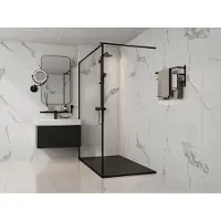 SHOWER DESIGN Douchebak van hars om te plaatsen of in te bouwen - Zwart- 160 x 90 cm - Snijdbaar - MIRNOSA