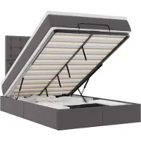 vidaXL Ottoman bed met matras en LED's 120x190 cm kunstleer grijs