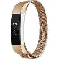 Strap-it Milanees Smartwatch bandje - Geschikt voor Fitbit Alta / Alta HR Milanese band - rosé goud - Horlogeband / Polsband / Armband - Maat: Maat S