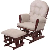 Mendler Relaxfauteuil -C76, schommelstoel met hocker stof chenille (465g/m²) Oeko-Tex ~ crème, donker frame