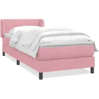 vidaXL Boxspring met matras fluweel roze 90x210 cm