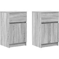 vidaXL Nachtkastjes 2 st 39x35x65 cm bewerkt hout grijs sonoma eiken