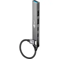 Goobay USB hub (USB-C) | 3x USB-A + 2x USB-C (1x PD 100W) | USB2.0/3.0 | aluminium | 0,10 meter