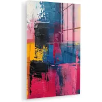 MuchoWow Glasschilderij 100x150 cm - Schilderij acrylglas - Verflook - Kunst - Modern - Abstract - Foto op glas - Muurdecoratie woonkamer - Wanddecoratie slaapkamer - Schilderijen