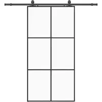 vidaXL Schuifdeur met beslagset 102x205 cm ESG glas zwart