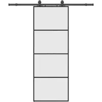 vidaXL Schuifdeur met beslagset 76x205 cm ESG glas zwart