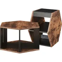 En.casa Salontafel Molde set van 2 zwart en walnootkleurig []