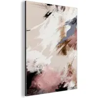 MuchoWow Aluminium schilderij 120x160 cm - Wanddecoratie metaal - Verf - Abstract - Roze - Wit - Metalen muurdecoratie woonkamer - Decoratie industrieel - Foto op dibond - Industriële accessoires slaapkamer