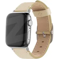 Bandz Lederen band 'Deluxe' geschikt voor Apple Watch 1/2/3/4/5/6/8/9/10/11/SE(2-3)/Ultra(2-3) - Grote maat: 44mm / 45mm / 46mm / 49mm - Hoogwaardig leren materiaal - leren iWatch bandje (kaki)