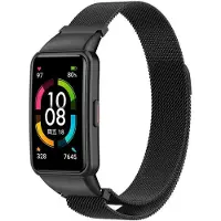 Strap-it Milanees Smartwatch bandje - Geschikt voor Huawei Band 6 Milanese band - zwart - Horlogeband / Polsband / Armband