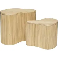 Vente-unique Set van 2 organische bijzettafeltjes met opbergruimte - Rotan - L52 x D40 x H45 cm en L43,5 x D30 x H33,5 cm - Licht naturel - MARSA