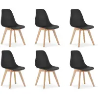 Viking Choice KITO Eetkamerstoelen - Set van 6 Zwarte Kuipstoelen met Beukenhouten Poten