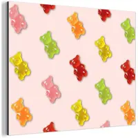 MuchoWow Aluminium schilderij 40x30 cm - Wanddecoratie metaal - Kleur - Snoep - Roze - Metalen muurdecoratie woonkamer - Decoratie industrieel - Foto op dibond - Industriële accessoires slaapkamer