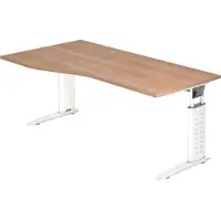 Hjh OFFICE PRO UNDA 18 W - 180 x 100 Tafelhoogte I In hoogte verstelbaar Walnoot/Wit