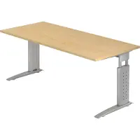 Hjh OFFICE PRO UNDA 19 S - 180 x 80 Esdoorn/Zilver Tafelhoogte I In hoogte verstelbaar
