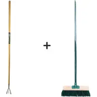 Synx Store Synx Tools Rechte Schoffel 22cm met Steel 160cm + Tuinkrabber 3 Tanden met Steel 150cm