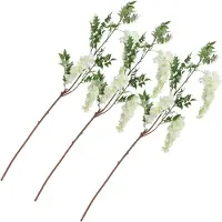 Chaks Blauweregen/wisteria - 3x - kunstbloemen - wit - 110 cm - kunstplanten/kunsttakken