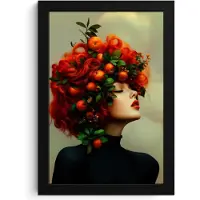 PosterMonkey Poster in lijst - Fotolijst 20x30 cm - Posters - Vrouw - Appels - Rood - Bladeren - Posterlijst zwart - Decoratie - Wanddecoratie woonkamer - Muurdecoratie slaapkamer