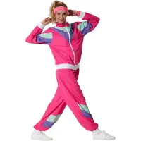 TecTake dressforfun - dameskostuum retro 80er 90er jaren joggingpak - pink, XXL - Verkleedkleding carnaval - Halloween - Verkleden - Feestkleding - Carnavalskleding - Feest - Partykleding