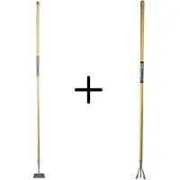 Synx Store Synx Tools Rechte Schoffel 14cm met Steel 160cm + Tuinkrabber 3 Tanden met Steel 150cm - Tuinkrabber - Rechte Schoffel 14cm