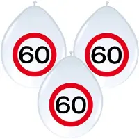 Folat 60 jaar verjaardag ballonnen - 24x stuks - verkeersborden - versiering - feestartikelen