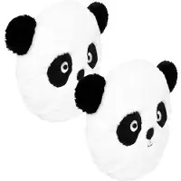 Atmosphera Dieren sierkussen - 2x - kinderkamer - Panda beer - zwart/wit - 27 cm - polyester