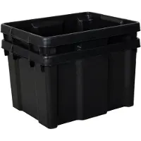 Eda Opbergbox/opbergkrat 30 L - 2x - zwart - kunststof - B34 x H26 - stapelbaar/nestbaar - opbergbak - opbergen