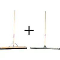 Synx Tools Paardenhaar 100 cm + Vloertrekker 100 cm - Bezem zacht met Steel 150 cm - Trekker met steel 150cm - Waterkeerrand