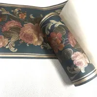 Rasch Engelse bloemen behangrand klassiek oud groen