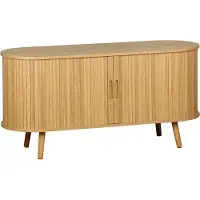 Sweeek - Scandinavisch tv-meubel, 2 schuifdeuren, 4 vakken, gegroefd houteffect, 120cm